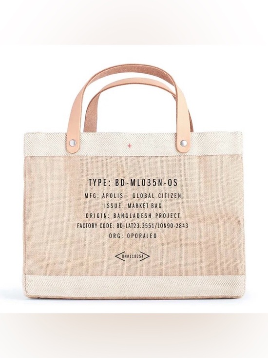 Apolis Handbags - Apolis x The Little Nell Aspen Petite Market Bag Natural Beige w/Leather Handles